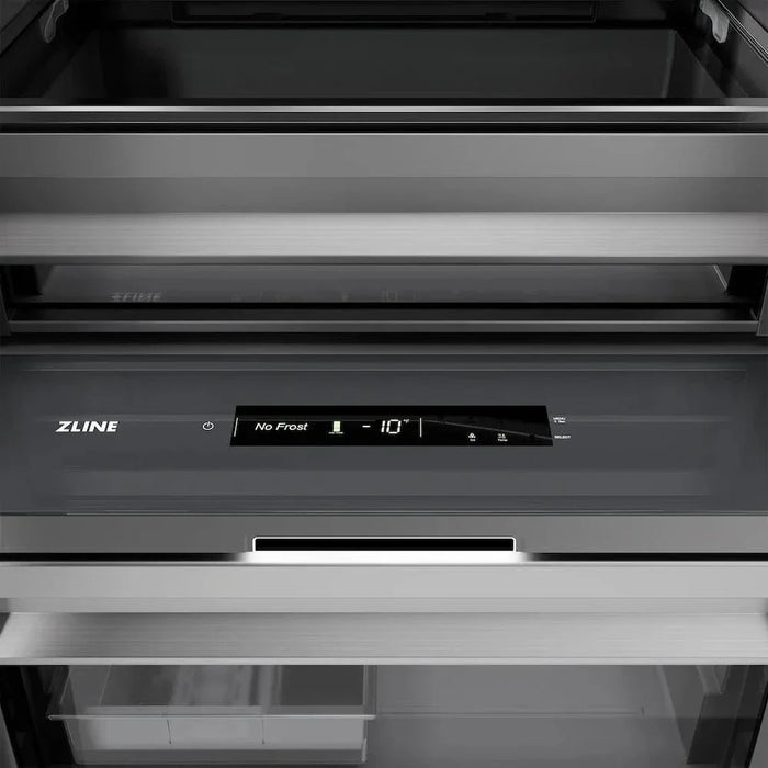 ZLINE 24" Column Freezer Black Stainless Steel, Graphite Gray Interior RCFV-BS-2409K