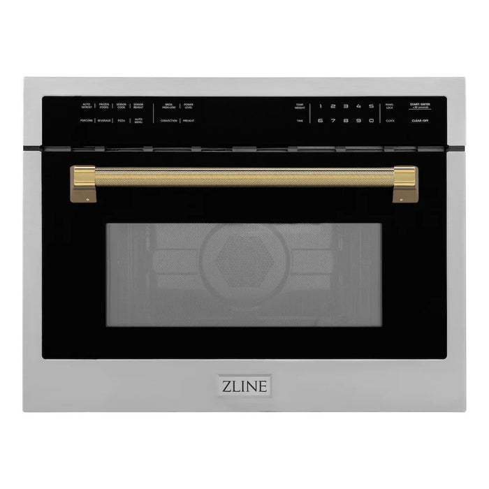 ZLINE Autograph Edition 24" Built-in Convection Microwave Oven, Stainless Steel, Helix Handle MWOZ-24-KCB