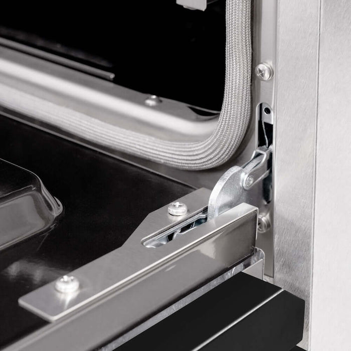 ZLINE 30" Dual Fuel Range, Gas Cooktop, Electric Convection Oven DuraSnow®Stainless Steel, Black Matte Door CDRS-BLM-30