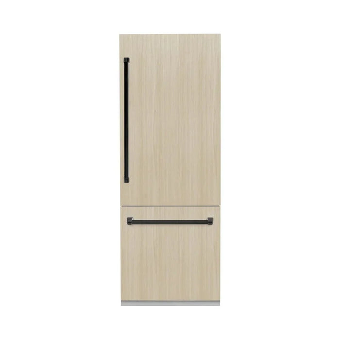 ZLINE 30" Panel Ready Built-In Bottom Freezer Refrigerator,Water Dispenser, Ice Maker,Graphite Gray, Matte Black GRBIVZ-30-MB09K