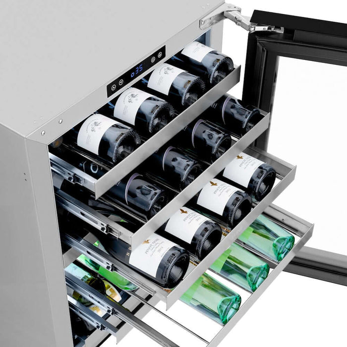 ZLINE 24" Touchstone Dual Zone 44 Bottle Wine Cooler Black Matte Glass Door RWDO-BLM-24