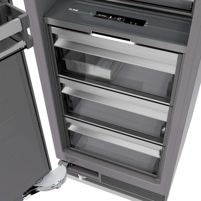 ZLINE 18" Left Hinge Column Freezer White Matte Stainless Steel, Graphite Gray Interior Matte Black RCFVLZ-WM-18-MB09K