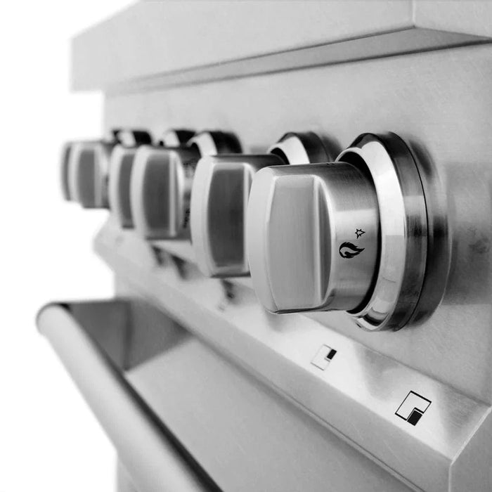 ZLINE 30" Dual Fuel Range, DuraSnow, Stainless, Brass Burners, Griddle RAS-SN-BR-GR-30