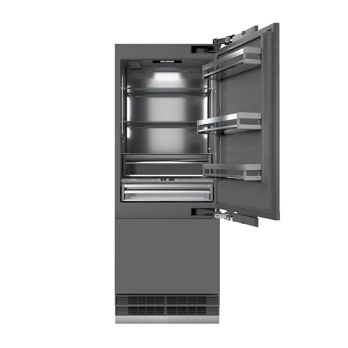 ZLINE 30" Panel Ready Built-In Bottom Freezer Refrigerator,Water Dispenser, Ice Maker,Graphite Gray, Matte Black GRBIVZ-30-MB09K