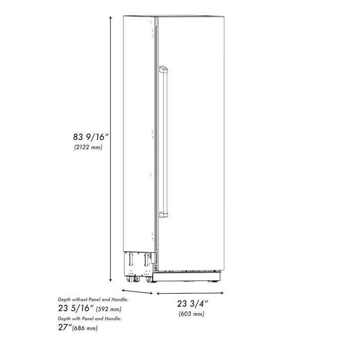 ZLINE 24" Column Freezer Black Stainless Steel, Graphite Gray Interior RCFV-BS-2409K
