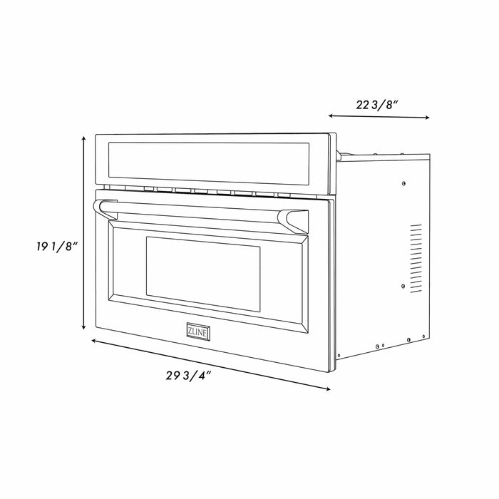 ZLINE 30” Convection Microwave, Black Stainless, Gold MWOZ-30-BS-G09K