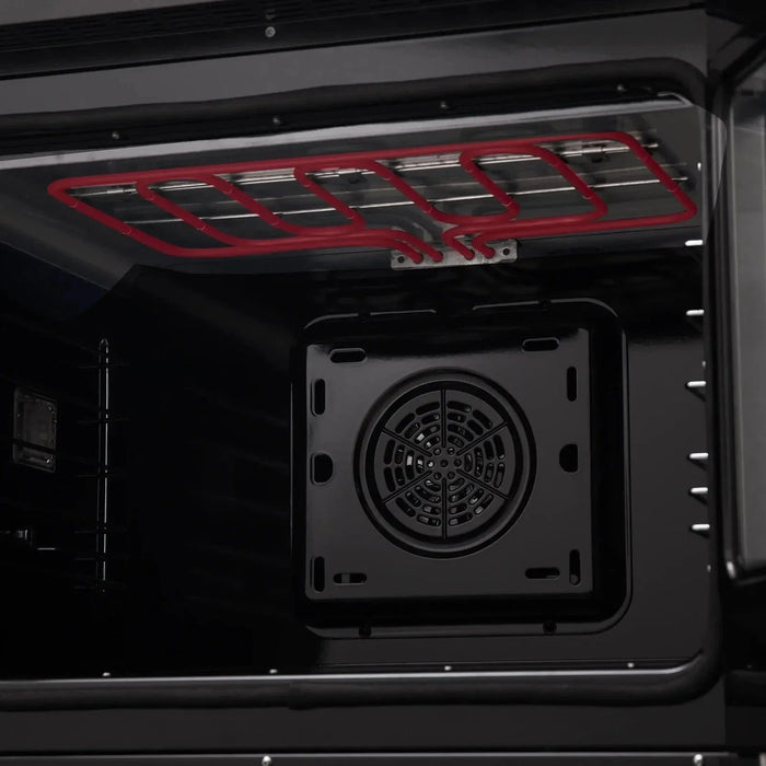 Forno Asti 30" Double Electric Wall Oven, Upper French Doors, Black with Antique Brass Trim, FBOEL1340-30BLK