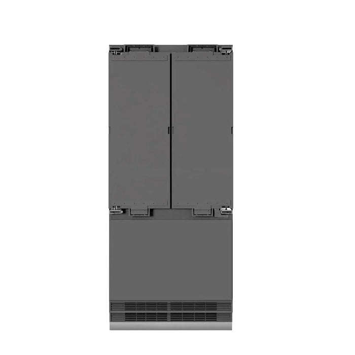 ZLINE 36" Panel Ready Built-In Bottom Freezer Refrigerator,Water Dispenser, Ice Maker,Graphite Gray, Gold GRBIVZ-36-G09K