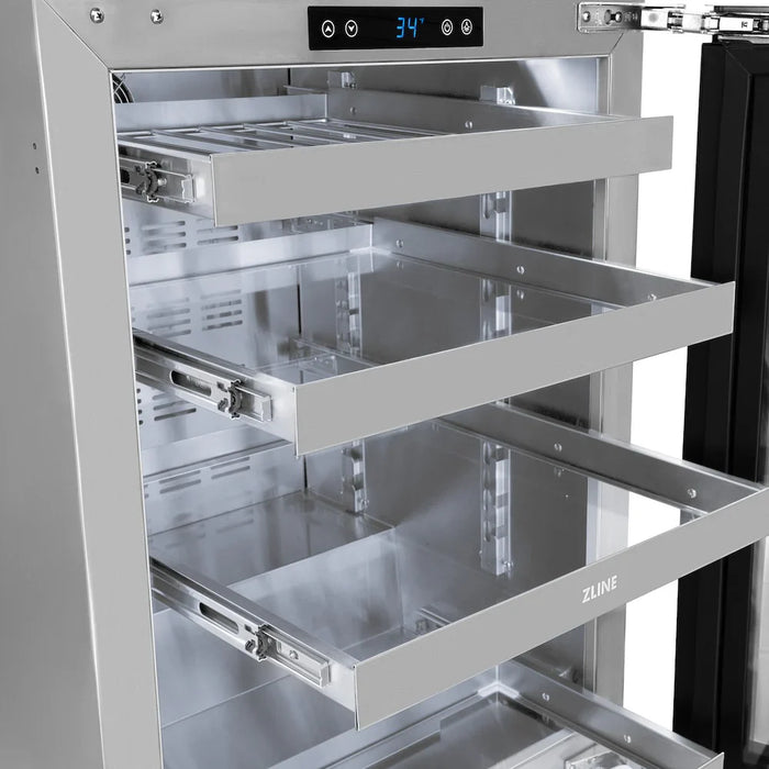 ZLINE Autograph Edition 24" Touchstone 151 Can Beverage Fridge, Solid Stainless Steel Door, Helix Handle RBSOZ-ST-24-KCB