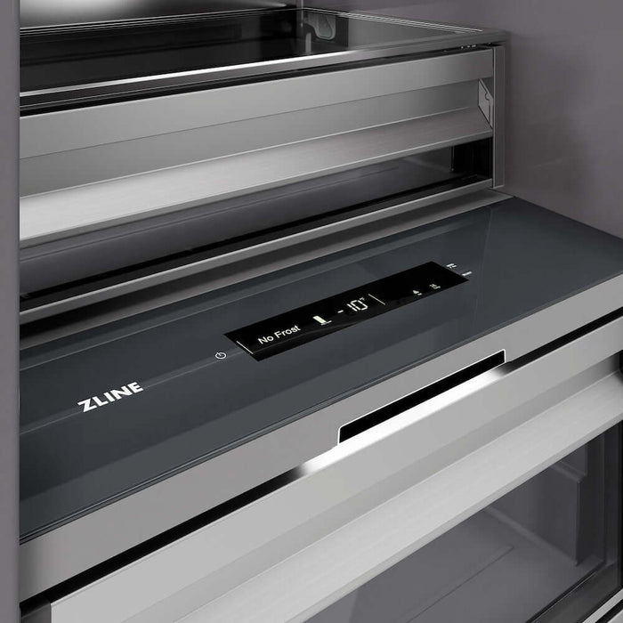 ZLINE 18" Left Hinge Column Freezer White Matte Stainless Steel, Graphite Gray Interior Matte Black RCFVLZ-WM-18-MB09K