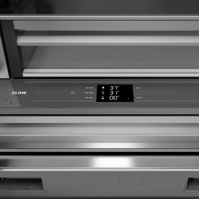 ZLINE 36" French Door Built-In Bottom Freezer Refrigerator, Water Dispenser, Ice Maker, Stainless Steel SRBIV-304-3609K