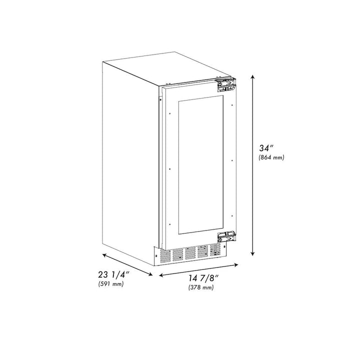 ZLINE 15" Touchstone Clear Cube Ice Maker Drain Pump Panel Ready Door Black Matte Door ICCDPZ-15-MB