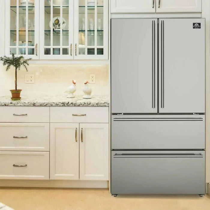 FORNO 2-Piece Appliance Package- 30" Gas Range, 36" French Door Refrigerator Stainless Steel FBDL-020-02-US