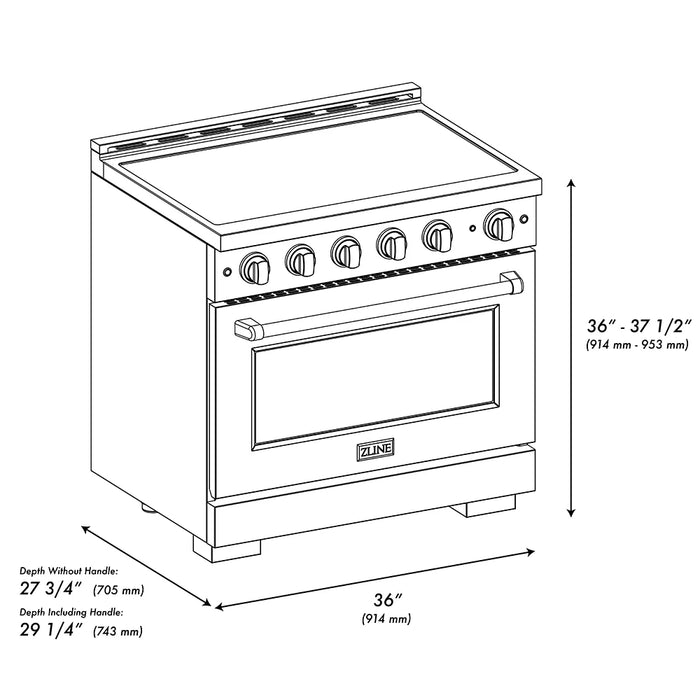 ZLINE Paramount Induction Range, Cooktop, Electric Convection Oven Satin Stainless Steel SINRSZ-BLM36