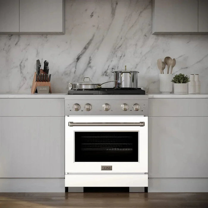ZLINE 30"Paramount Dual Fuel Range Stainless Steel, White Matte, SDR-WM-3009K