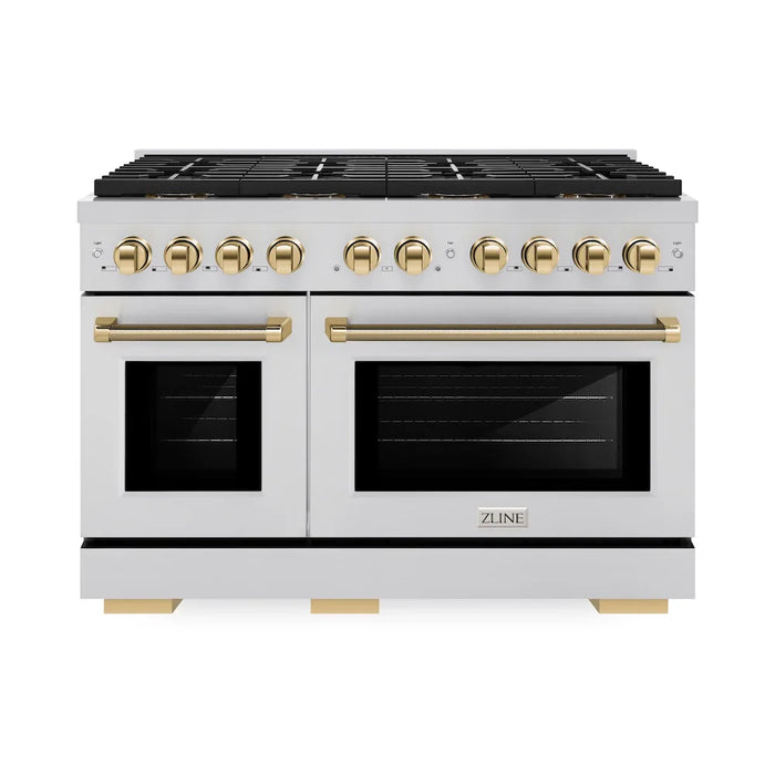 ZLINE Autograph Edition 48" Paramount Dual Fuel Range, DuoPro™ Cooktop, Electric Convection Oven, Stainless Steel, Helix Handle PSDRZ-48-KCB