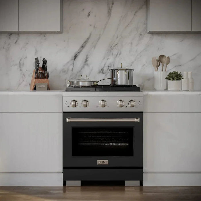 ZLINE 30"Paramount Dual Fuel Range Stainless Steel, Black Matte, SDR-BLM-3009K
