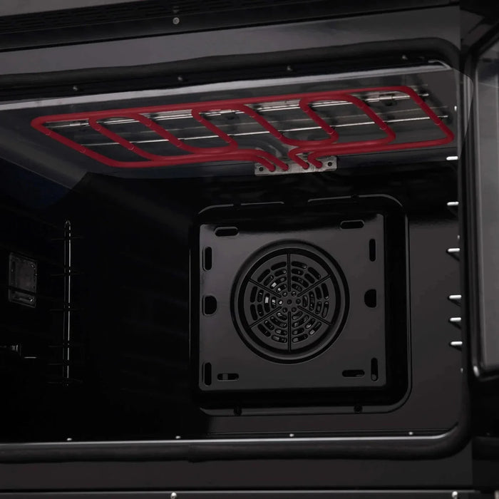 Forno Asti 30"French Door Electric Wall Oven in Black with Antique Brass Trim, FBOEL1333-30BLK