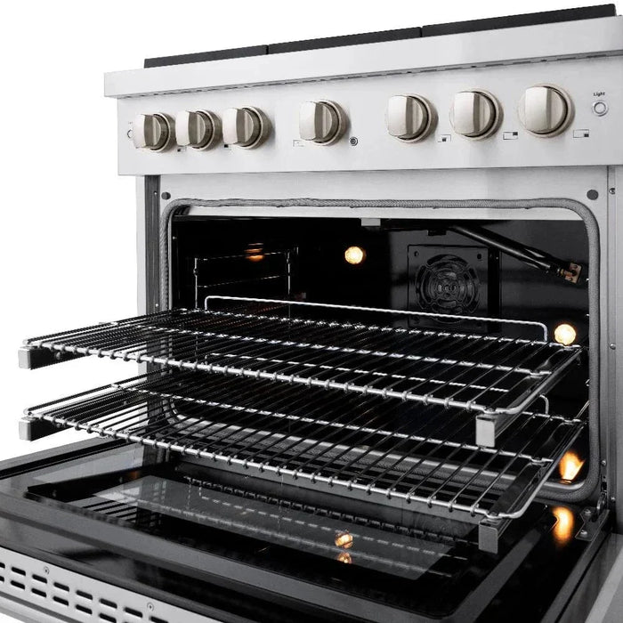 ZLINE 36"Paramount Dual Fuel Range Stainless Steel, Brass Burner, SDR-BR-3609K