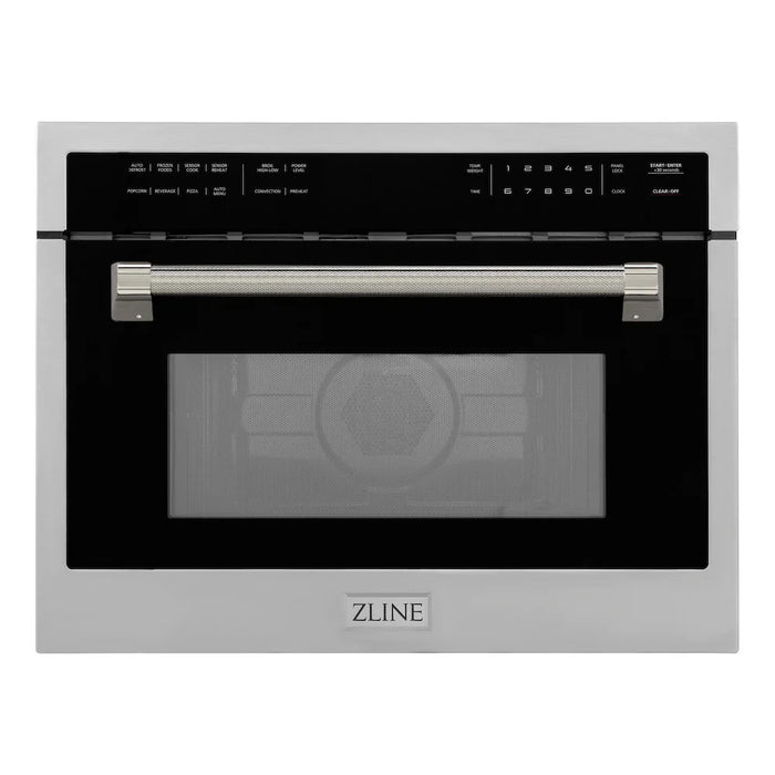 ZLINE Autograph Edition 24" Built-in Convection Microwave Oven, Stainless Steel, Helix Handle MWOZ-24-KCB
