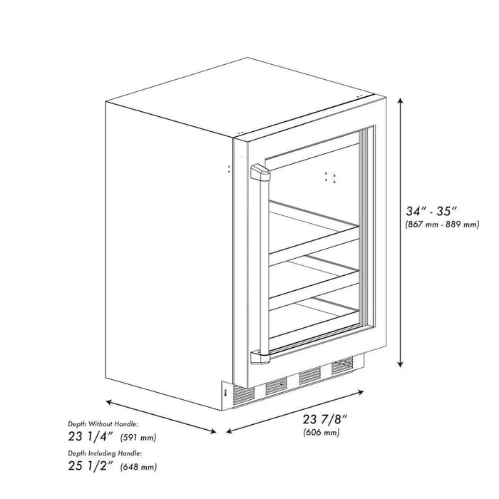 ZLINE 24" Touchstone 151 Can Beverage Fridge DuraSnow® Stainless Steel Glass Door RBSO-SN-2409K