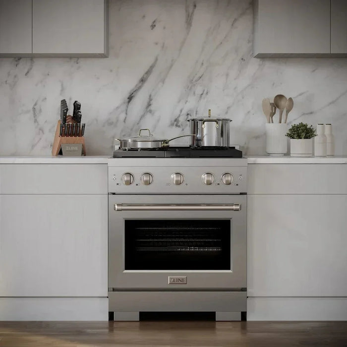 ZLINE 30"Paramount Dual Fuel Range Stainless Steel, Brass Burner, SDR-BR-3009K