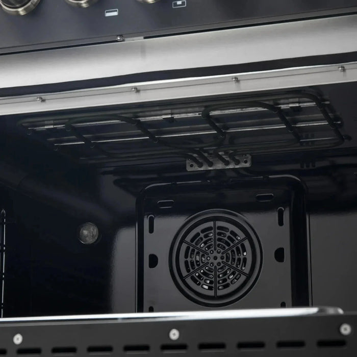 Forno Galiano Gold Professional - 36"Freestanding Dual Fuel Range Gas Stove, Electric Oven Black, Antique Brass Trim, FFSGS6156-36BLK