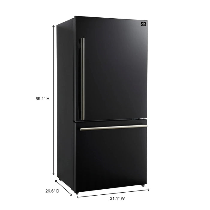 FORNO Espresso Milano 31" Right Swing Refrigerator FFFFD1785-31BLK
