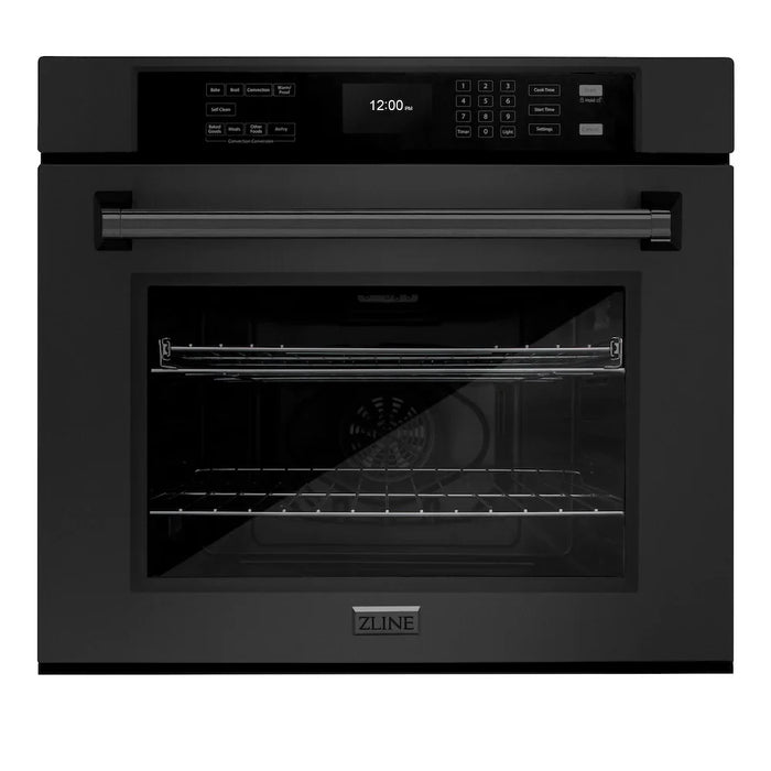 ZLINE Kitchen Package Refrigerator, Rangetop, Rangehood, Wall Oven, 4KPR-RTBRH30-AWS09K