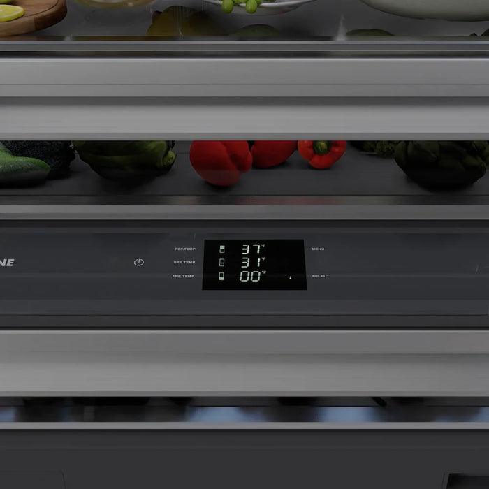 ZLINE Autograph Edition 72" French Door Built-In Bottom Freezer Refrigerator, Water Dispensers, Ice Makers, Stainless Steel, Graphite Gray Interior, Helix Handles GRBITZ-30472KCB