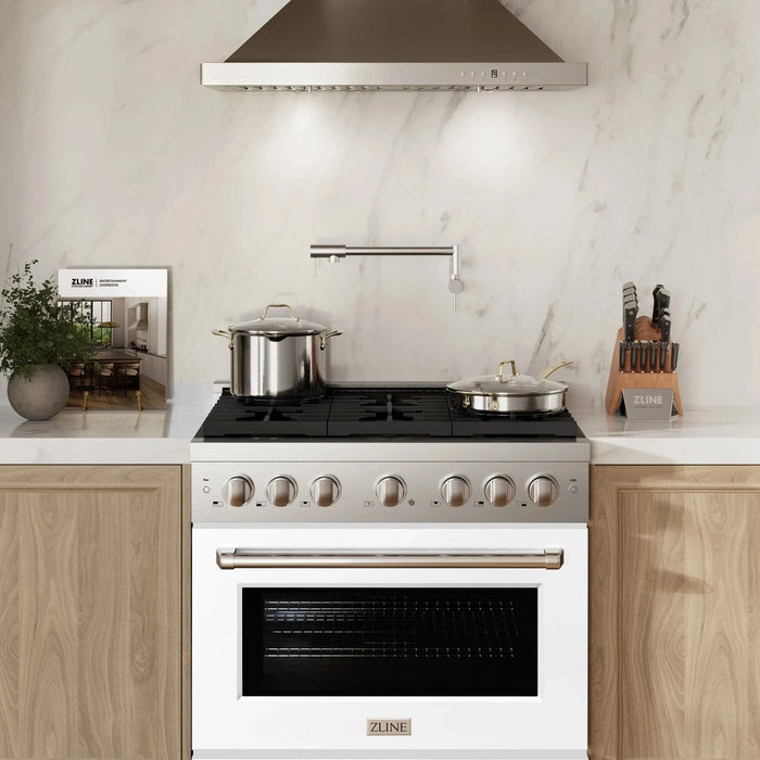 ZLINE 36"Paramount Dual Fuel Range Stainless Steel, White Matte, SDR-WM-3609K