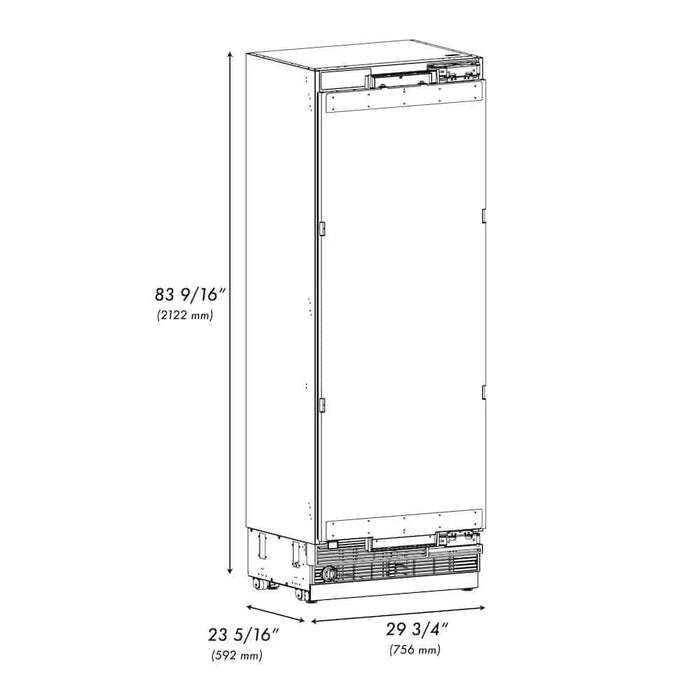 ZLINE 30" Panel Ready Column Refrigerator, Graphite Gray Interior Matte Black RBCRVZ-30-MB09K