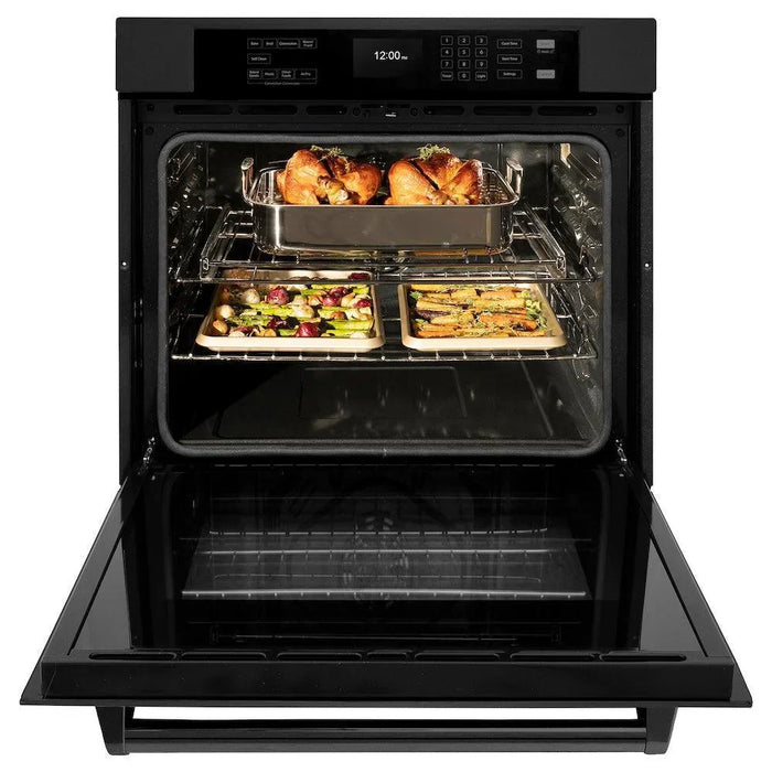 ZLINE Kitchen Package Refrigerator, Rangetop, Rangehood, Wall Oven, 4KPR-RTBRH30-AWS09K