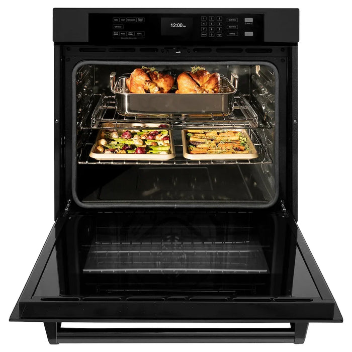 ZLINE Kitchen Package Refrigerator, Rangetop, Rangehood, Wall Oven, 4KPR-RTBRH36-AWS09K