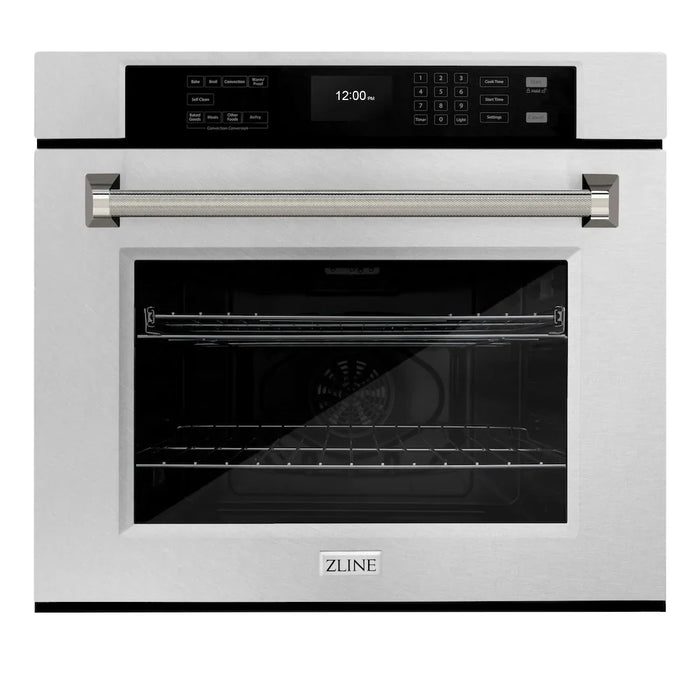 ZLINE Autograph Edition 30" Professional True Convection Single Wall Oven, Air Fry, Self Clean, Stainless Steel, Helix Handles WASSZ-30-KCB