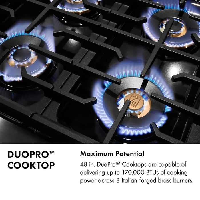 ZLINE 48" Paramount Gas Range DuoPro™ Cooktop, Dual Ovens PSGRSZ-WM-48-CB09K
