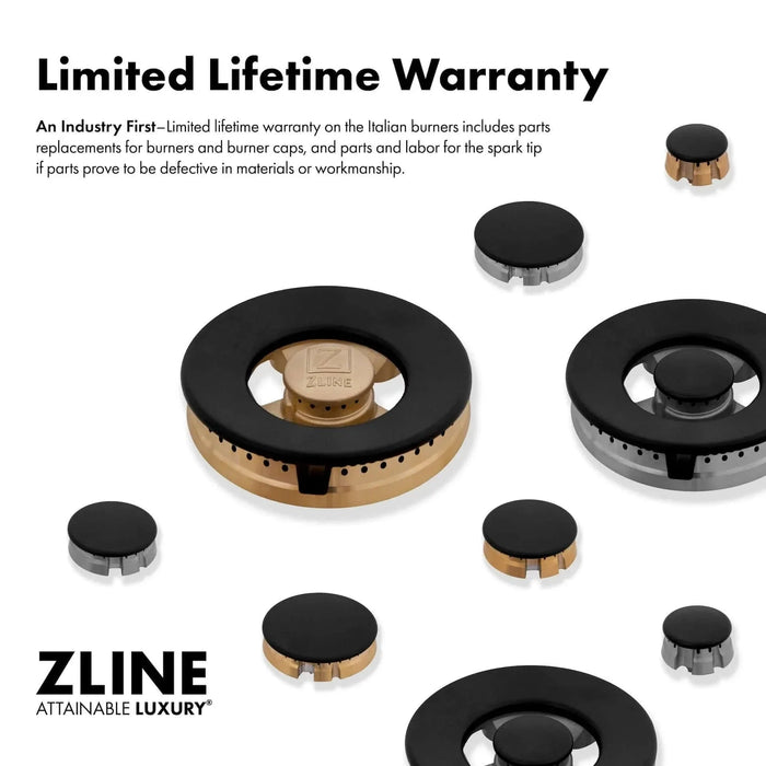 ZLINE 36"Paramount Dual Fuel Range DuraSnow® Brass Burners SDRS-BR-3609K