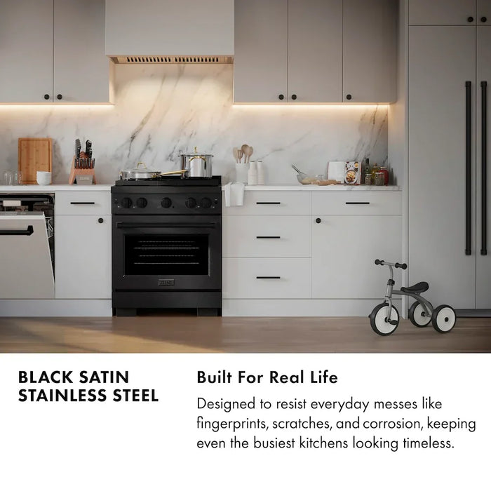 ZLINE 48" Paramount Dual Fuel Range, Electric Convection Oven, Black Satin Stainless Steel SDRBSZ-48-CB09K
