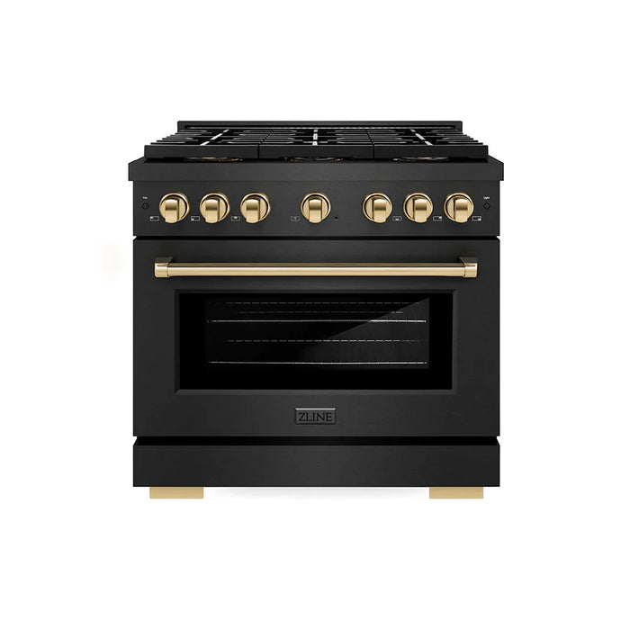 ZLINE 36" Paramount Dual Fuel Range DuoPro™ Cooktop, Electric Convection Oven, Black Satin Stainless Steel PSDRBSZ-36-CB09K