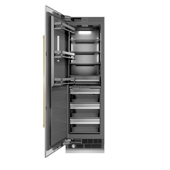 ZLINE 24" Column Freezer Stainless Steel, Graphite Gray Interior Champagne Bronze RCFVZ-304-24-CB