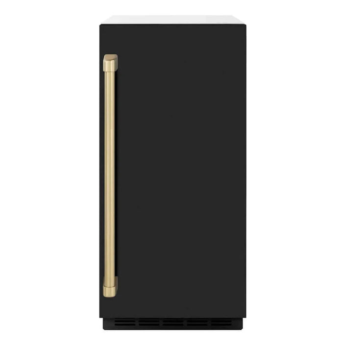 ZLINE Autograph Edition 15" Touchstone Gourmet Ice Maker, Drain Pump, Black Matte Door, Accents  IGMDZ-BLM-15-CB09K