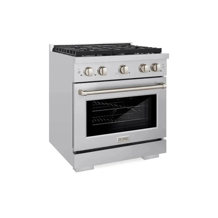 ZLINE 30"Paramount Dual Fuel Range Stainless Steel, Brass Burner, SDR-BR-3009K