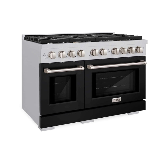 ZLINE 48"Paramount Dual Fuel Range Stainless Steel, Black Matte, SDR-BLM-4809K