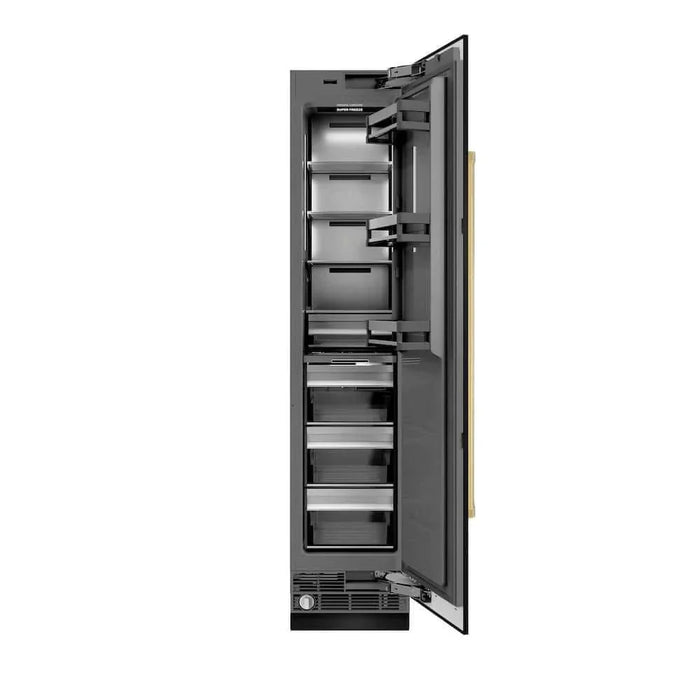ZLINE 18" Right Hinge Column Freezer Black Stainless Steel, Graphite Gray Interior Polished Gold RCFVRZ-BS-18-G