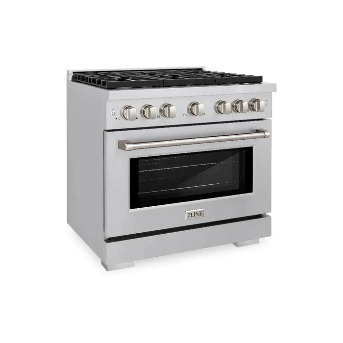 ZLINE 36"Paramount Dual Fuel Range Stainless Steel, Brass Burner, SDR-BR-3609K