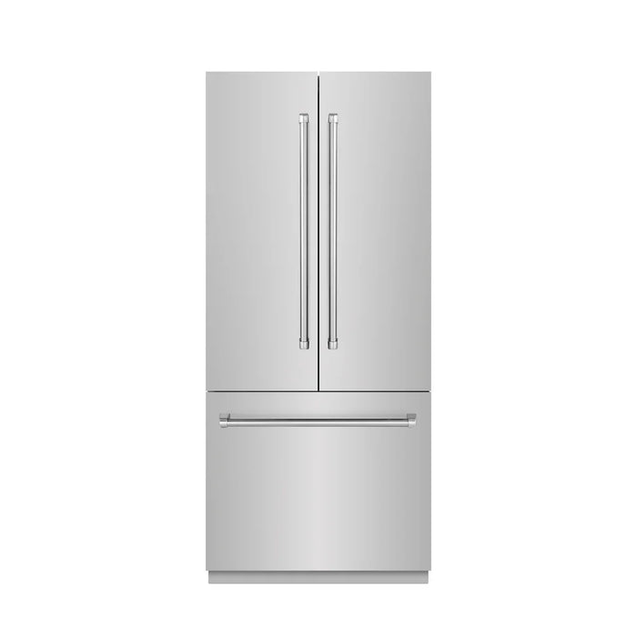 ZLINE 36" French Door Built-In Bottom Freezer Refrigerator, Water Dispenser, Ice Maker, Stainless Steel SRBIV-304-3609K