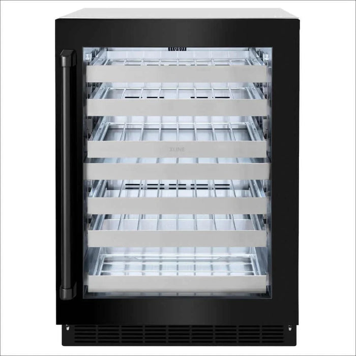ZLINE 24" Touchstone Dual Zone 44 Bottle Wine Cooler Black Stainless Steel Glass Door RWDO-BS-24