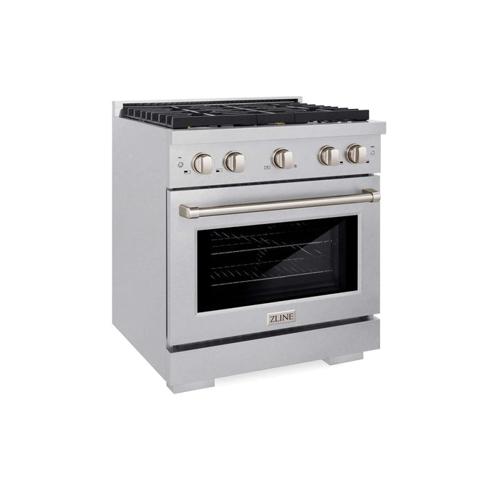 ZLINE 30"Paramount Dual Fuel Range DuraSnow® Brass Burners SDRS-BR-3009K
