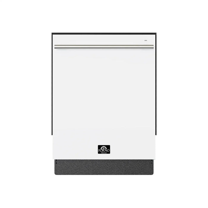 Forno Romano Espresso 24" Built-In Dishwasher in White with Stainless Steel Handle, FDWBI8035-24WHT