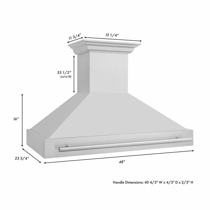 ZLINE 48" Autograph Stainless Blue Matte Wall Range Hood, 8654STX-BM-4809K